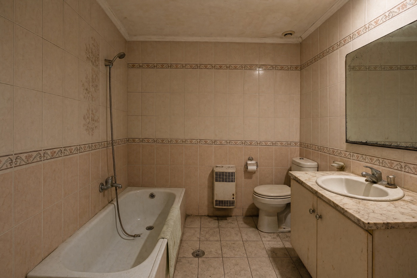 Baño antiguo con bañera antes de la reforma de Grupo Kaaouach